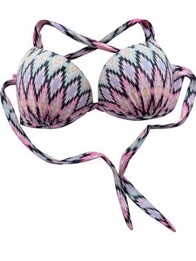 VICTORIA’S SECRET The Gorgeous Push-Up Bikini Top Y2K Aztec Print Size 34D